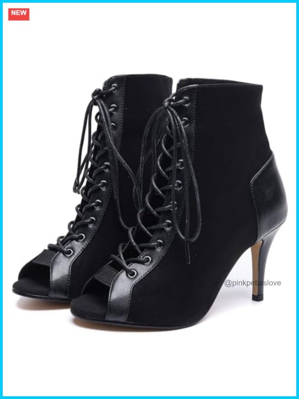 Women's Peep Toe Stiletto Dance Heels Lace-Up Booties Sandals